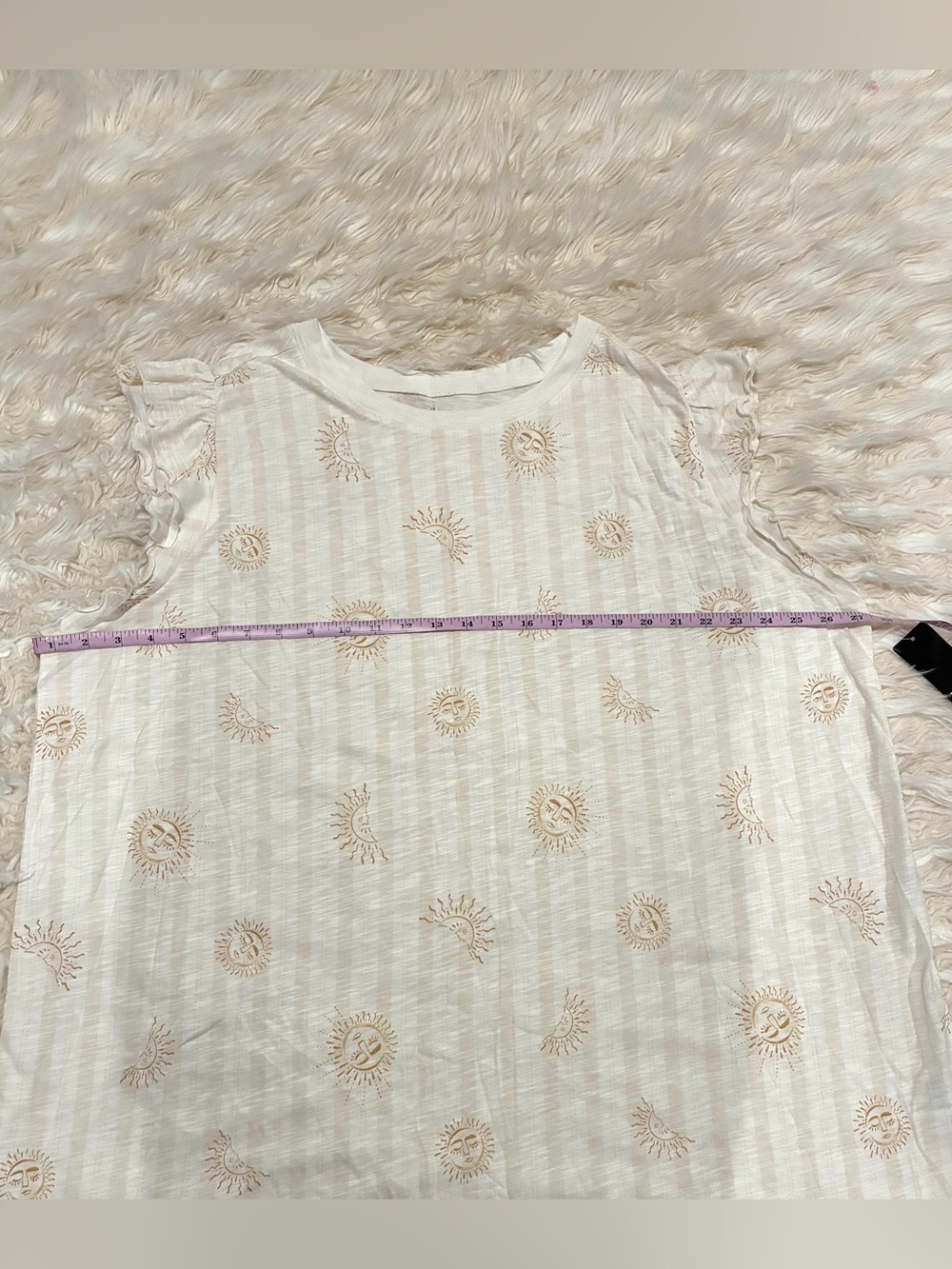Torrid Cream Celestial Motif Ruffle Sleeve Tank Stretch size 3X NWT - Picture 15 of 15